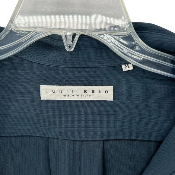 Vintage Equilibrio Mens M Blue Button Down Casual Blue Pocket Woven EUC - Picture 3 of 10